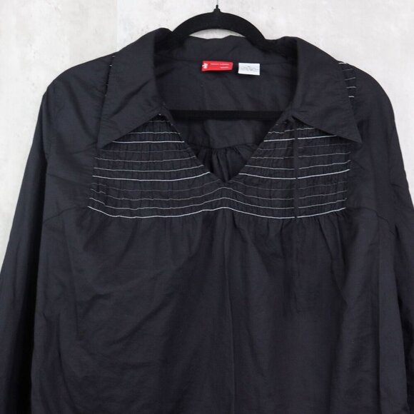 Levi's Collared Shirt Womens Size Large‎ Black Pullover Embroidered Long Sleeve - Picture 2 of 7